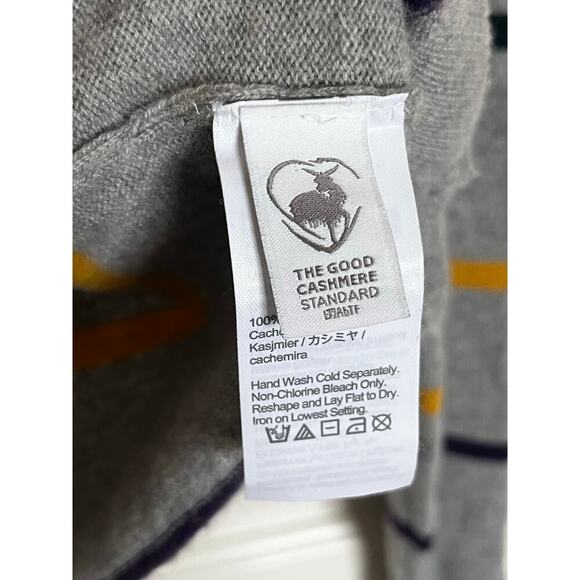 J. Crew Striped Cashmere Pullover Sweater Gray Multi Size Medium - Picture 6 of 8